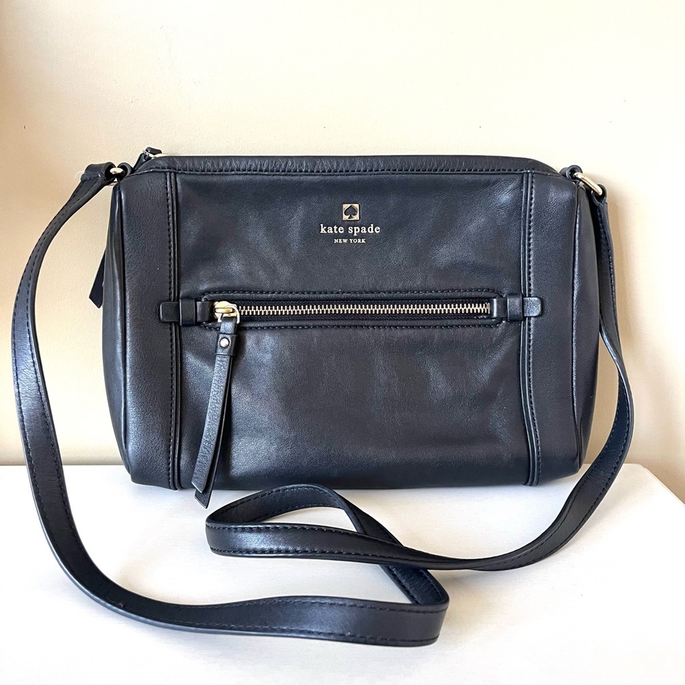 Kate Spade Hudson Street Smooth Black Leather Crossbody Bag